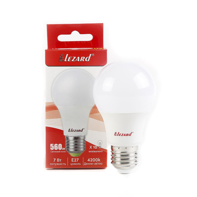 Лампа світлодіодна Lezard LED GLOB A45 7Вт, E27, 560K (442-A45-2707)